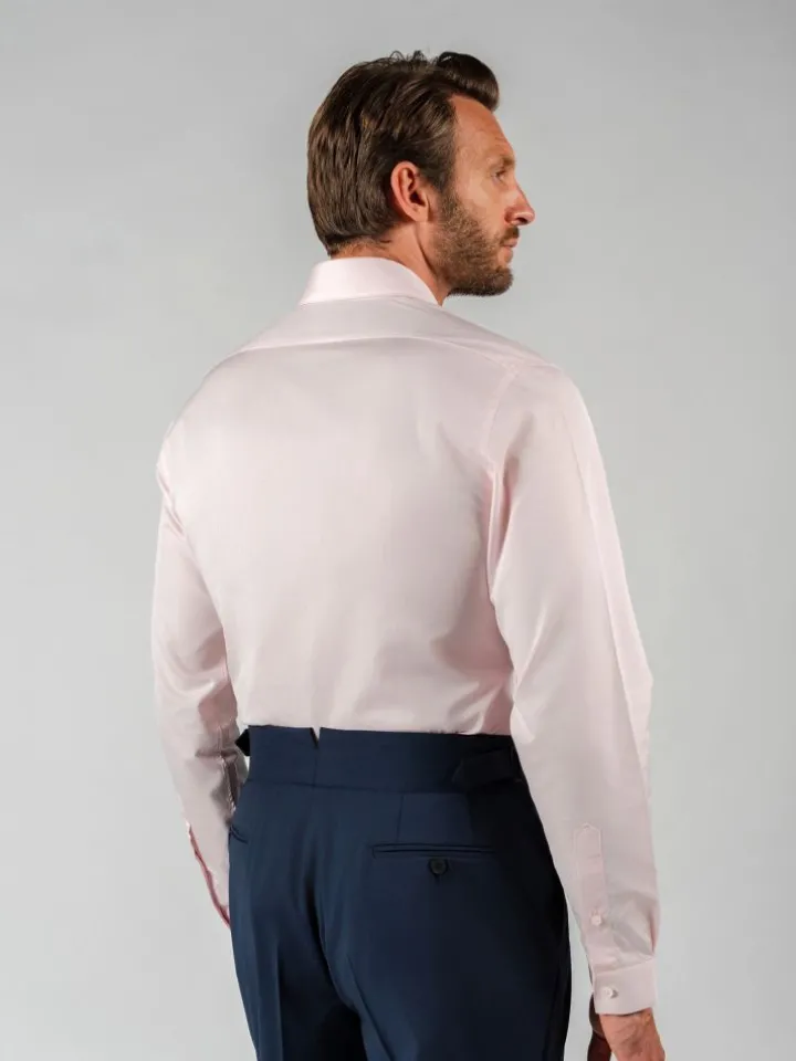 Chemise col inversé mini twill rose