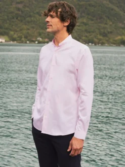 Chemise col inversé mini twill rose