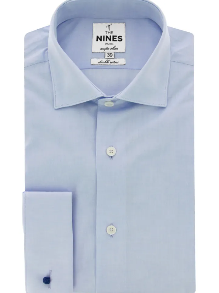 Chemise col italien à poignets mousquetaire