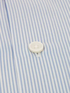 Chemise col italien à rayures bleu ciel