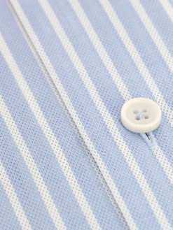 Chemise col italien à rayures bleu ciel
