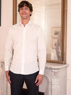Chemise col italien blanche