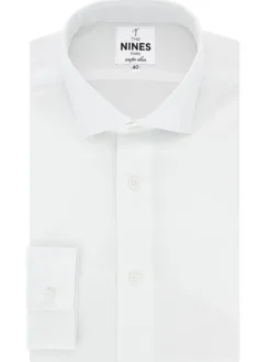 Chemise col italien en lin et coton blanche