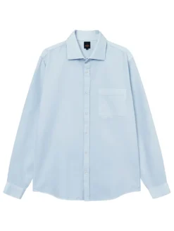 Chemise col italien en oxford bio bleu ciel