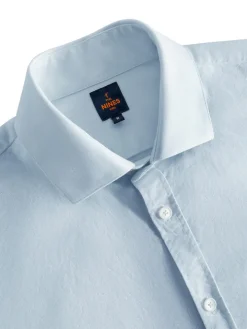 Chemise col italien en oxford bio bleu ciel