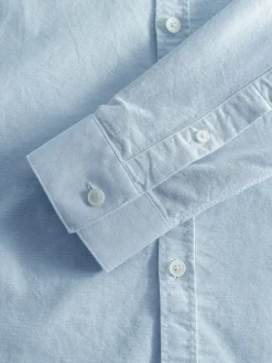 Chemise col italien en oxford bio bleu ciel