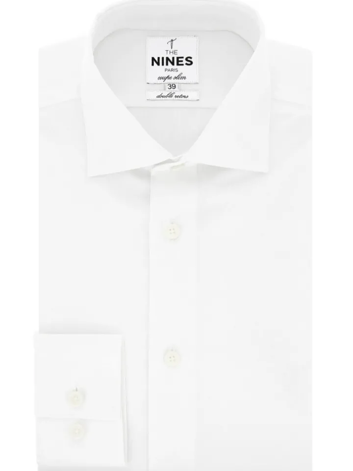 Chemise col italien mini twill blanc