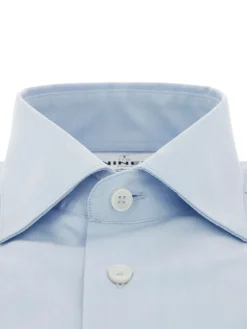 Chemise col italien popeline bleu ciel