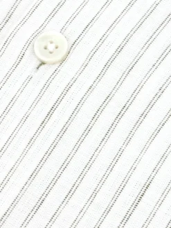 Chemise col napolitain à rayures vert olive