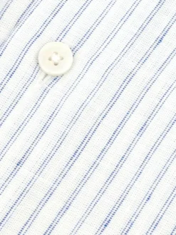Chemise col napolitain à rayures bleues