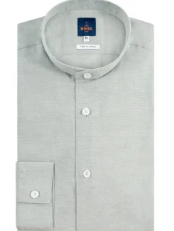 Chemise col officier en oxford japonais vert