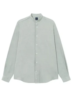 Chemise col officier en oxford japonais vert
