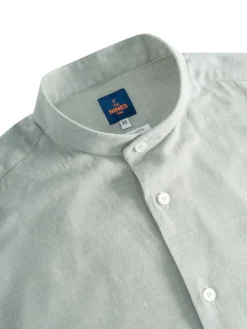 Chemise col officier en oxford japonais vert