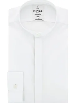 Chemise col officier gorge cachée blanche