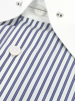Chemise col épingle à rayures navy