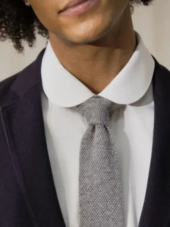 Chemise col rond en popeline blanche