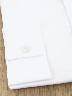 Chemise col rond en popeline blanche