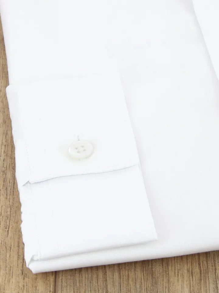 Chemise col rond en popeline blanche