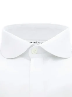 Chemise col rond en popeline blanche