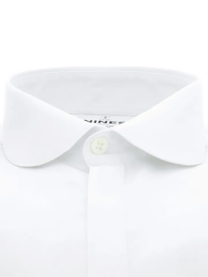 Chemise col rond en popeline blanche