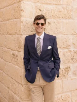 Chemise col rond infroissable à rayures marron