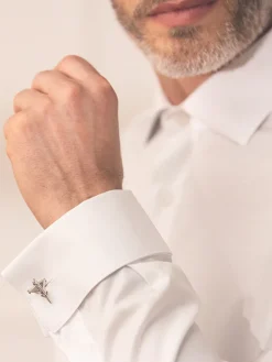 Chemise cérémonie col italien à poignets mousquetaires