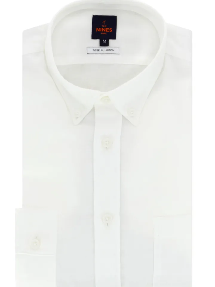 Chemise en gaze de coton blanc col américain