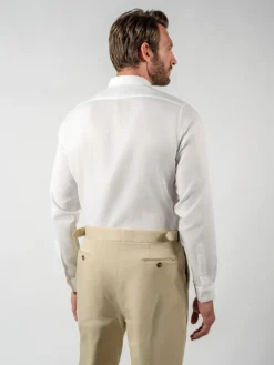 Chemise en gaze de coton blanc col américain