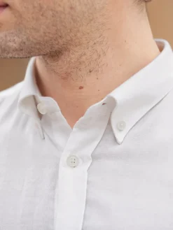 Chemise en gaze de coton blanc col américain