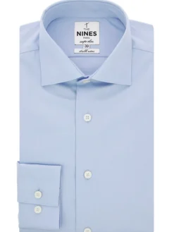 Chemise infroissable col italien bleu ciel