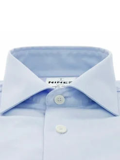 Chemise infroissable col italien bleu ciel