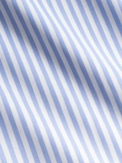Chemise infroissable col droit à rayures bleu ciel