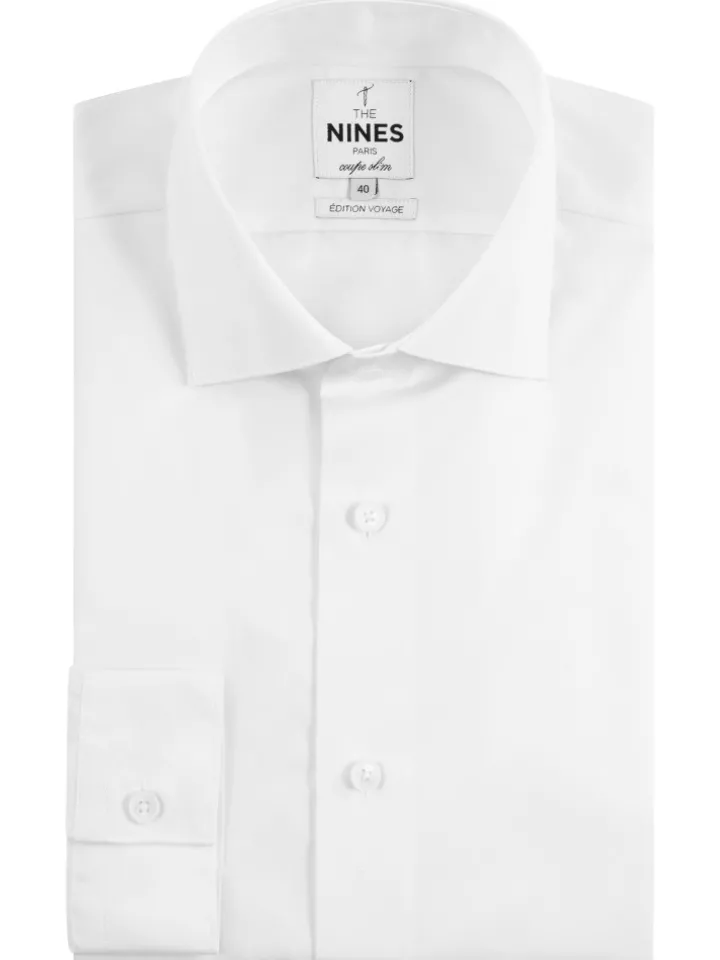Chemise infroissable col italien blanche