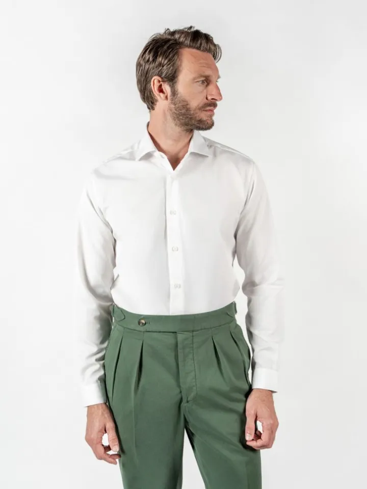 Chemise infroissable col italien blanche