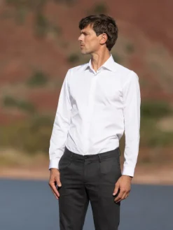 Chemise infroissable col italien blanche