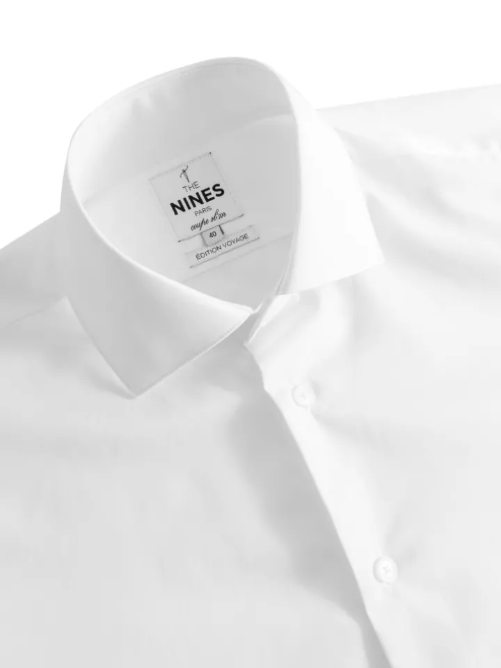 Chemise infroissable col italien blanche