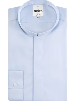 Chemise infroissable col inversé bleu ciel