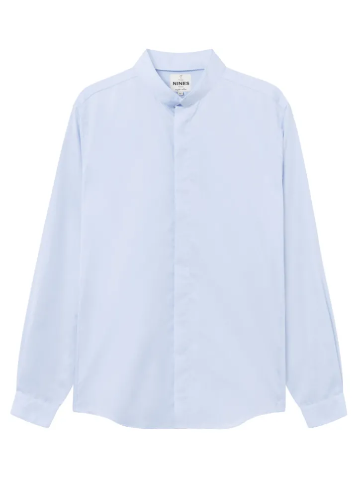 Chemise infroissable col inversé bleu ciel