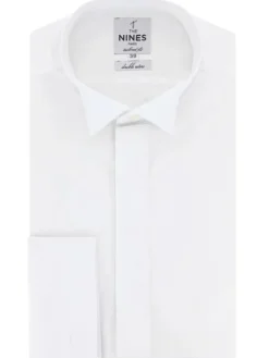 Chemise mousquetaire blanche col cassé à gorge cachée
