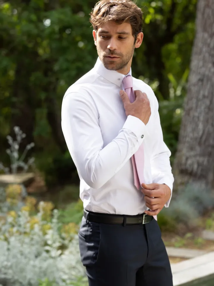 Chemise mousquetaire blanche col épingle