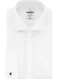 Chemise mousquetaire blanche à gorge cachée col italien