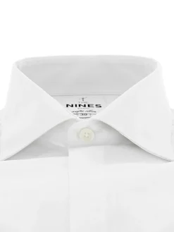Chemise mousquetaire blanche à gorge cachée col italien