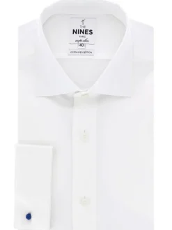 Chemise mousquetaire col italien en twill blanc
