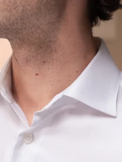Chemise mousquetaire col italien en twill blanc