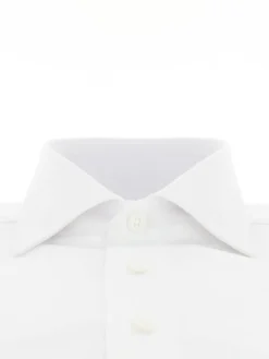 Chemise mousquetaire col italien en twill blanc