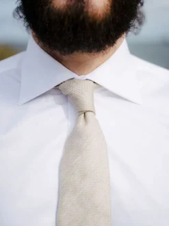 Chemise Prestige Alex Cormac mousquetaire grand col italien twill blanc