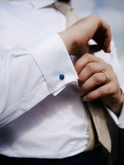 Chemise Prestige Alex Cormac mousquetaire grand col italien twill blanc