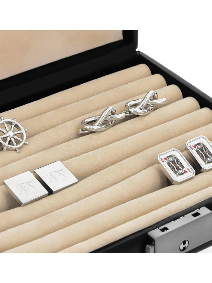 Coffret boutons de manchette en simili cuir medium