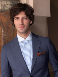 Costume laine fraîche bleu