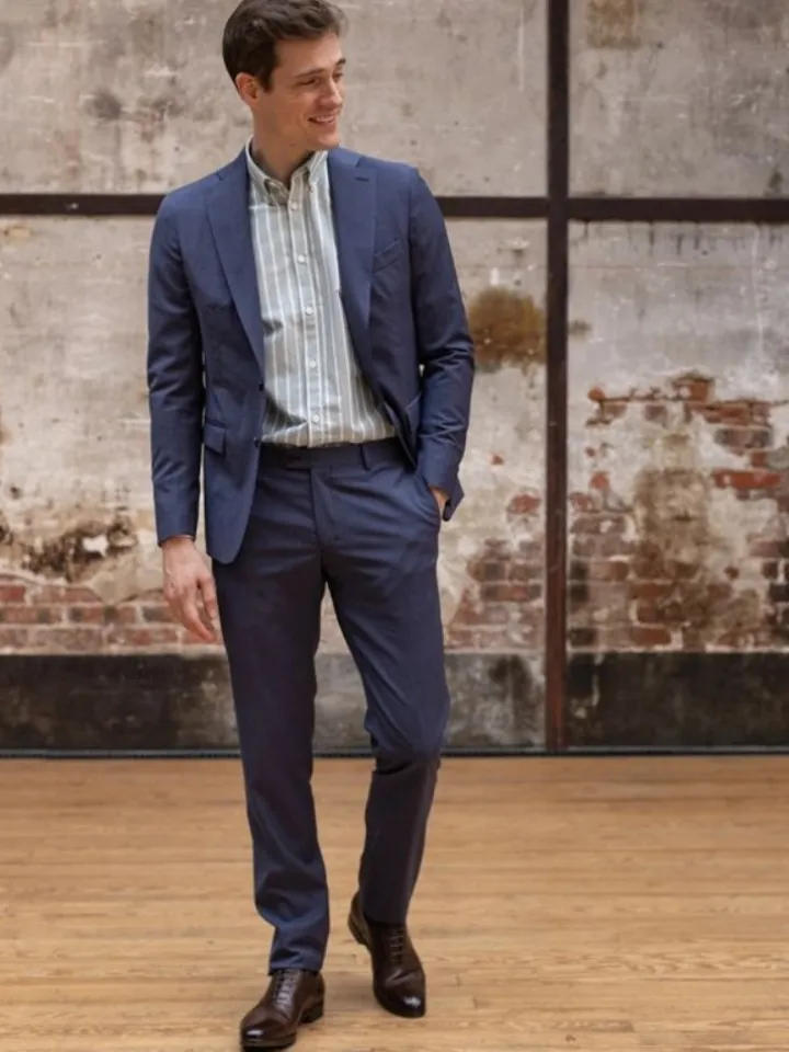 Costume laine fraîche bleu